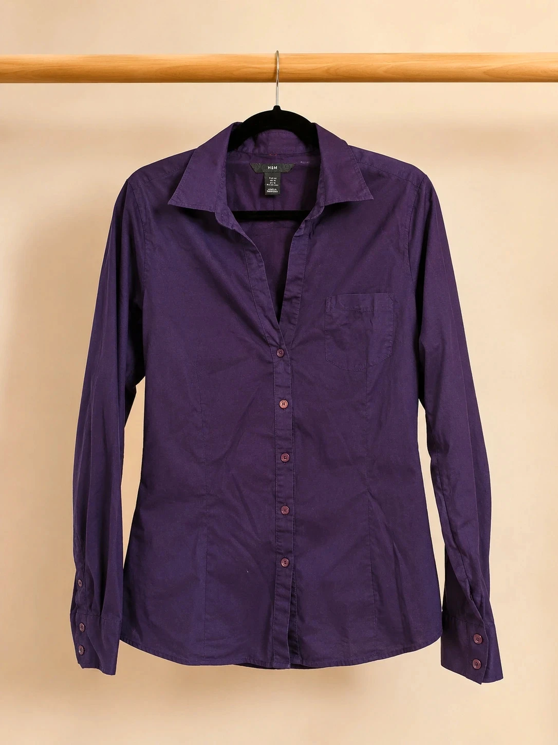 Chemise H&M violette prune cintrée manches longues T44